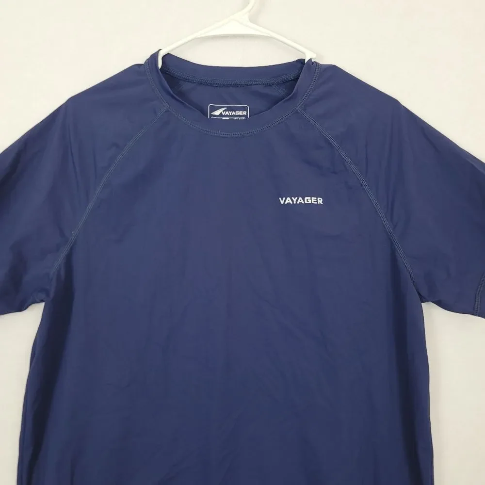 Vayager Navy Blue Short Sleeve Swimshirt Cover Up Beach Medium Rash Guard